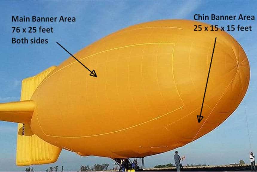 advertising Blimps fly up to 60 meters in height from the ground