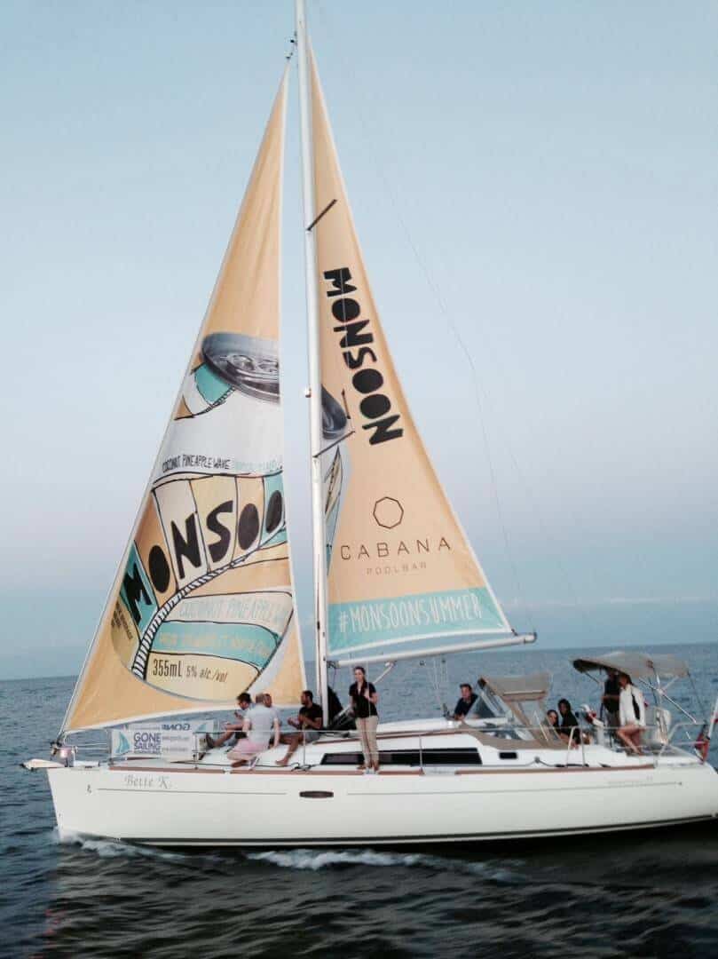 Sailboat ad for Monsoon beverage