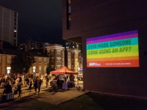 outdoor guerrilla advertising wall projection