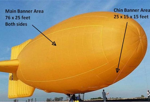 advertising Blimps fly up to 60 meters in height from the ground