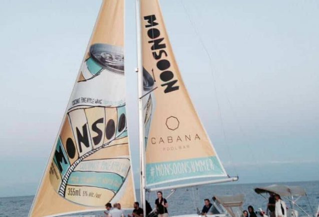 Sailboat ad for Monsoon beverage